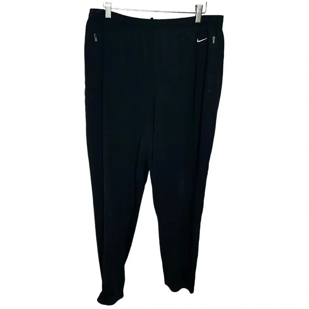Nike Track Pants XLT Black Reflective Ankle‎ Zip Athletic Joggers Mens